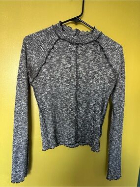 Stitch and pine Women's Gray Ribbed Long-Sleeve Mock Neck Top